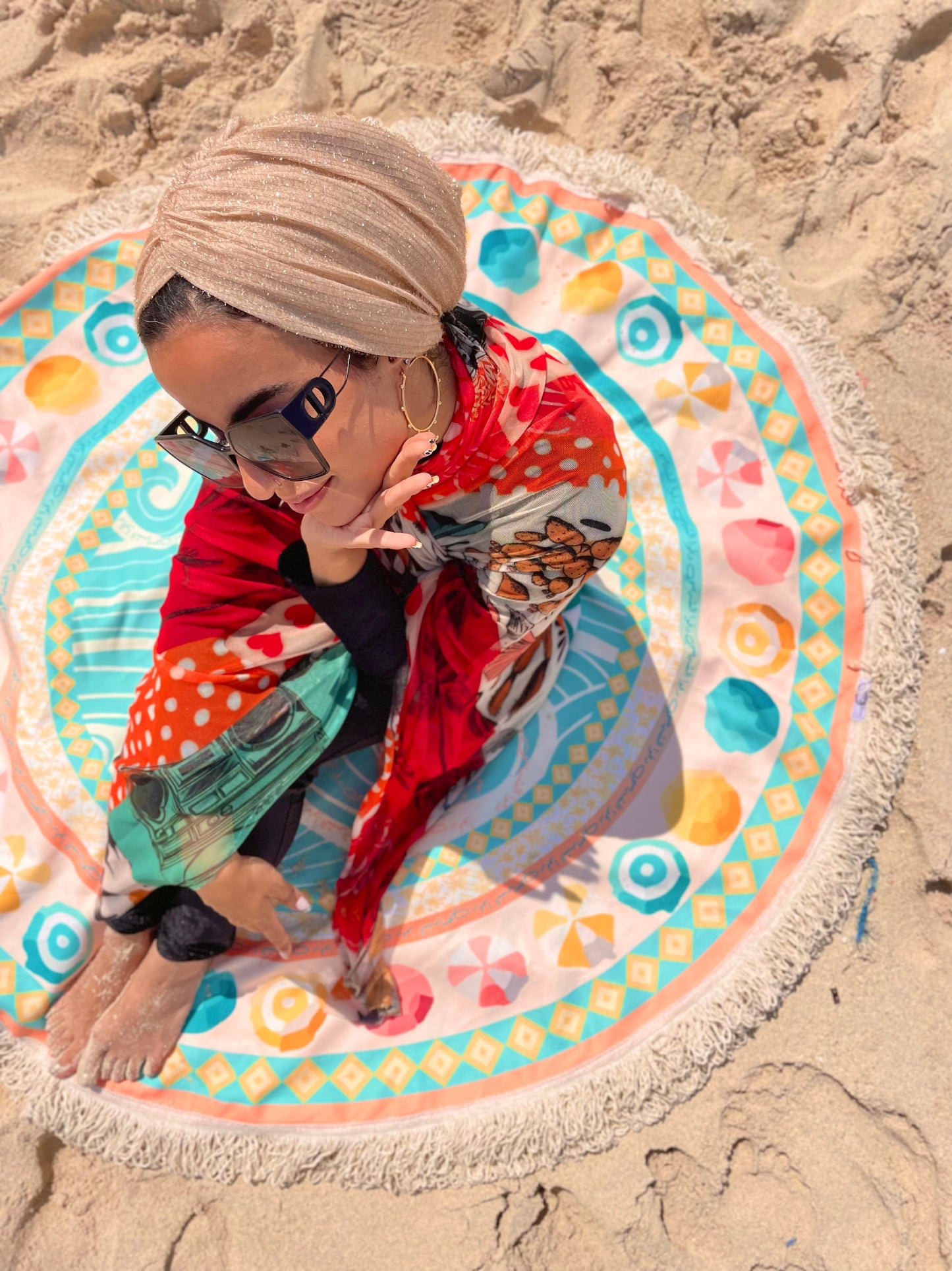 TLG Beach Coverup in Stretch Tulle, Vibrant and Modest, Approximately 59x79 inches