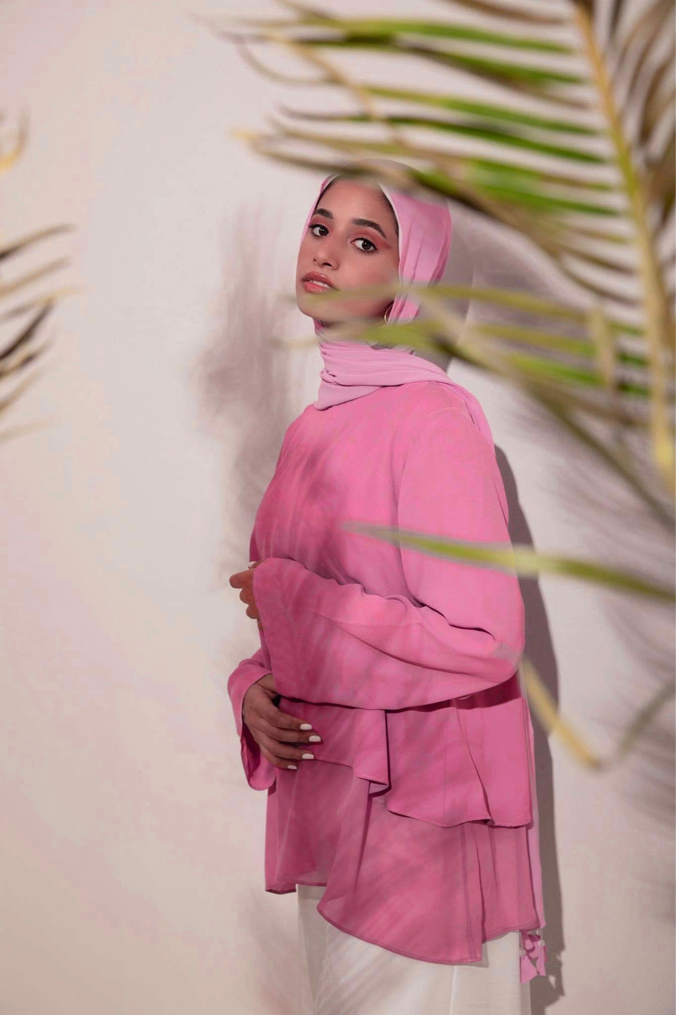 The Lace Garment Layer Up Blouse. Versatile and Chic; Comes in 7 colors || Pink