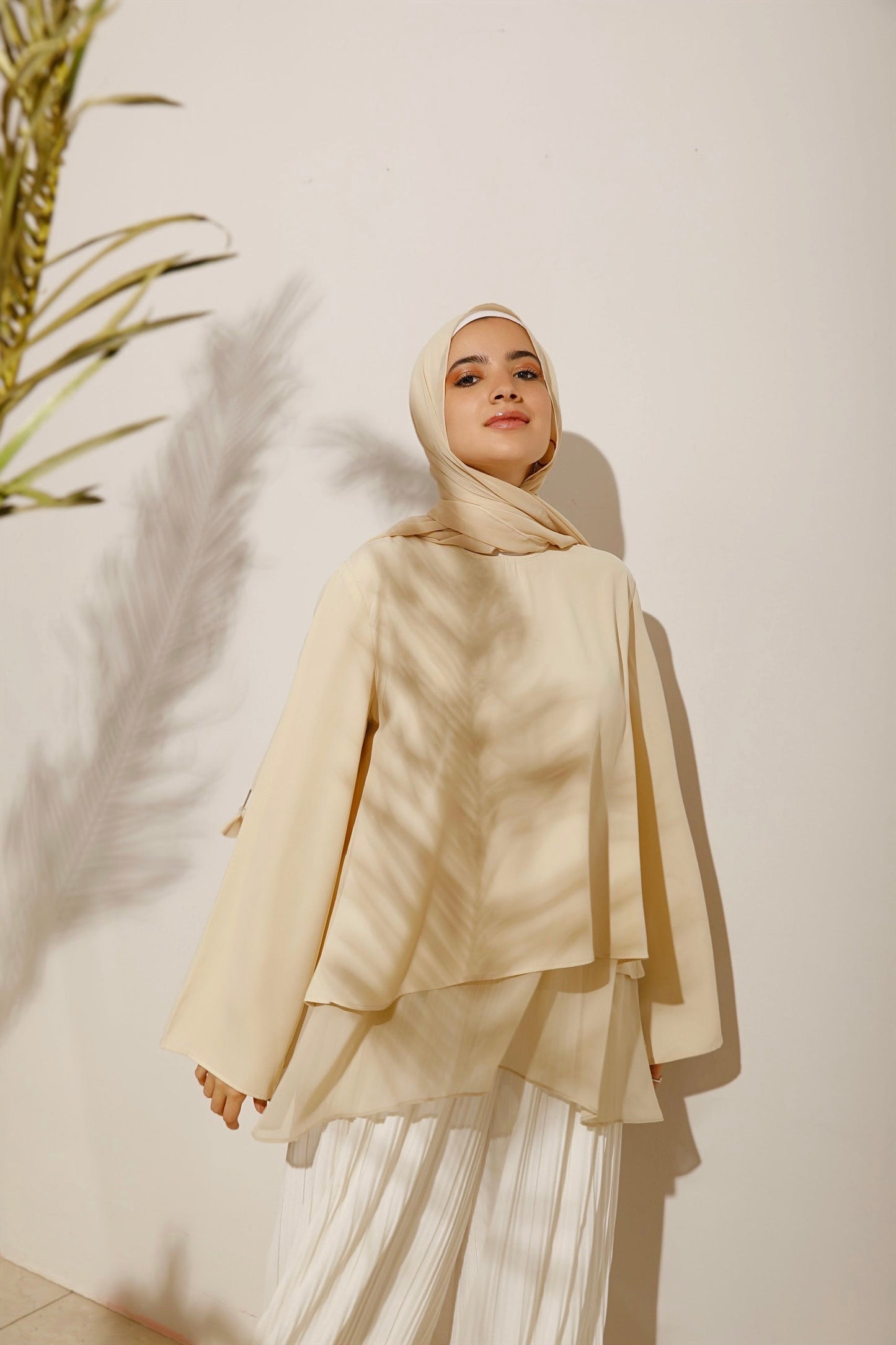 The Lace Garment Layer Up Blouse. Versatile and Chic; Comes in 7 colors || Beige