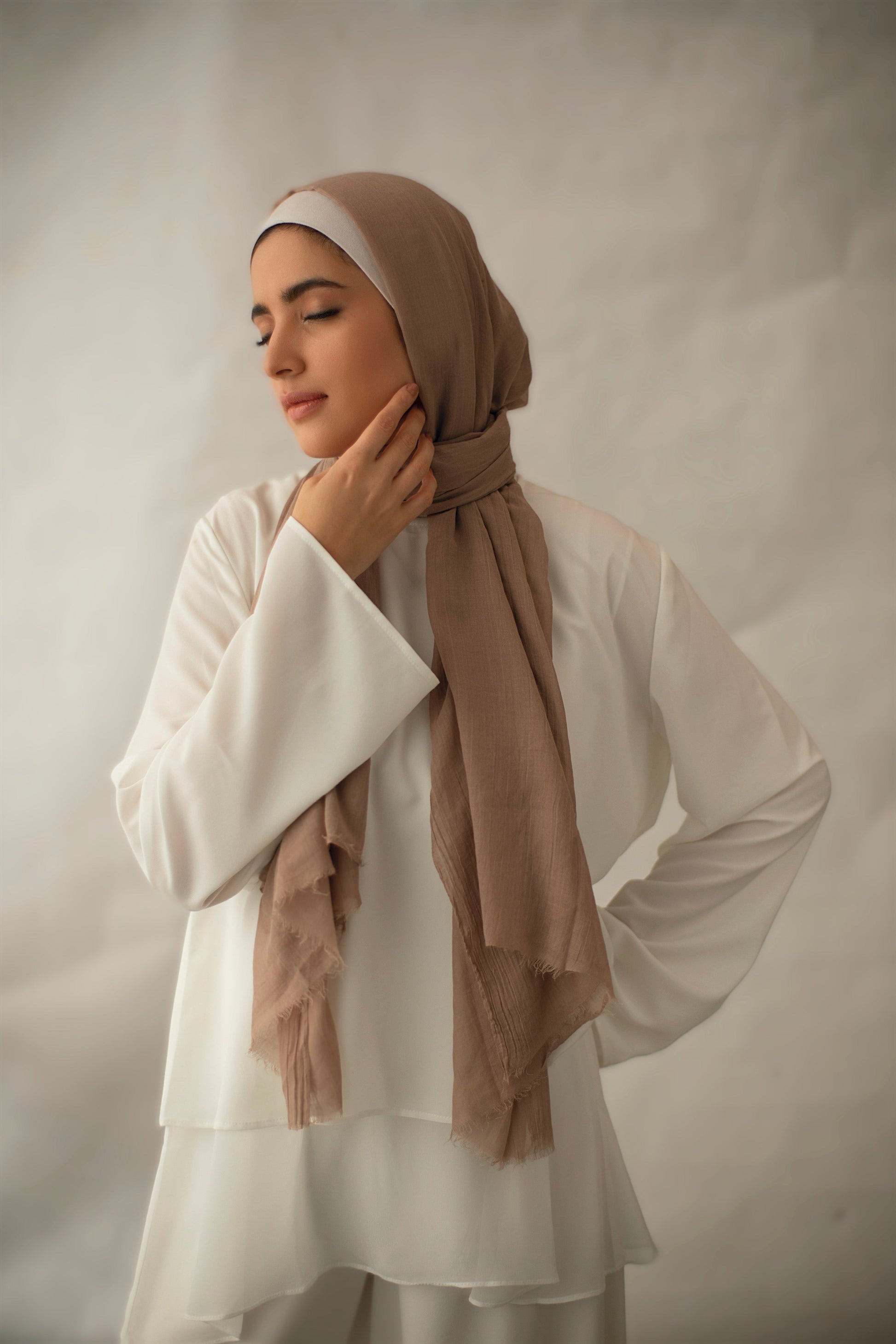 The Lace Garment Cotton Candies Scarf. Egyptian Cotton for Modern Modesty || Mocha