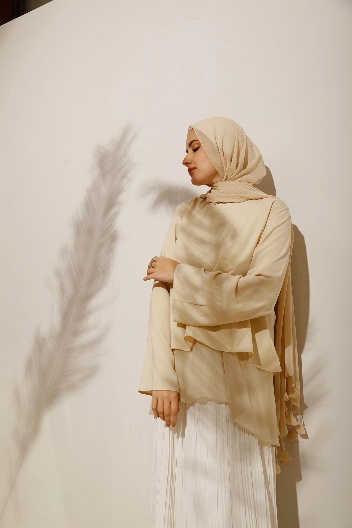 The Lace Garment Layer Up Blouse. Versatile and Chic; Comes in 7 colors || Beige