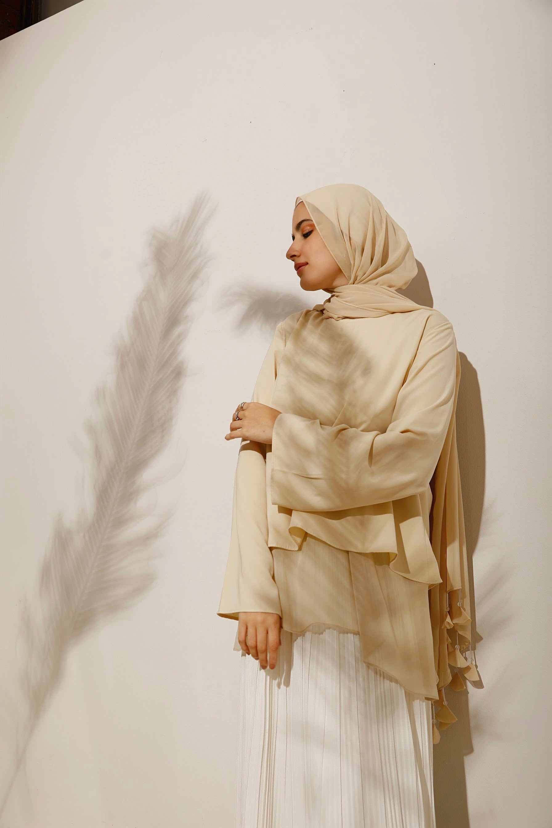 The Lace Garment Layer Up Blouse. Versatile and Chic; Comes in 7 colors || Beige