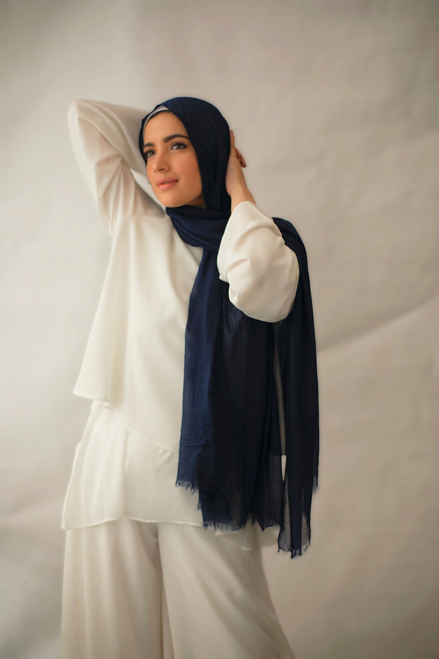 The Lace Garment Cotton Candies Scarf. Egyptian Cotton for Modern Modesty || Jelly Blue