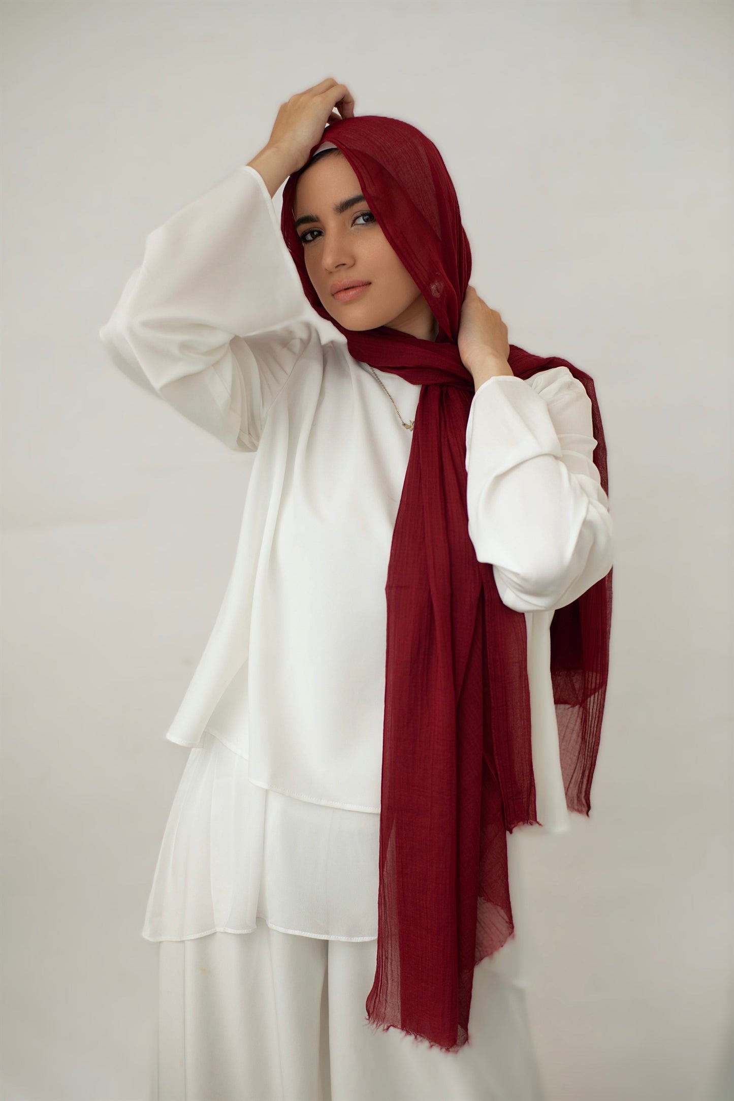 The Lace Garment Cotton Candies Scarf. Egyptian Cotton for Modern Modesty || Cranberry