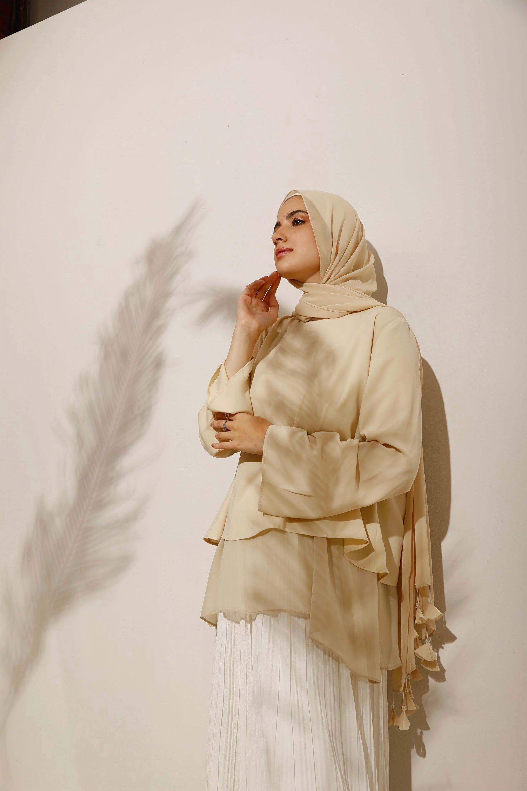 The Lace Garment Layer Up Blouse. Versatile and Chic; Comes in 7 colors || Beige