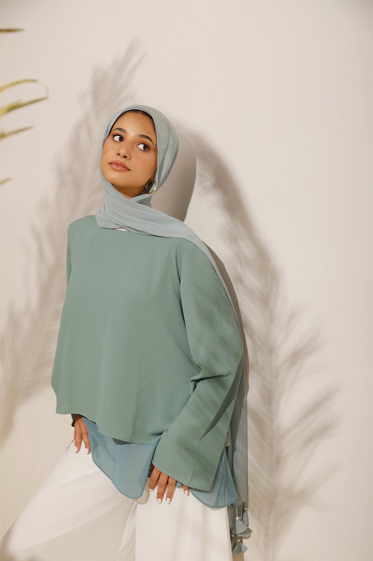 The Lace Garment Layer Up Blouse. Versatile and Chic; Comes in 7 colors || Mint