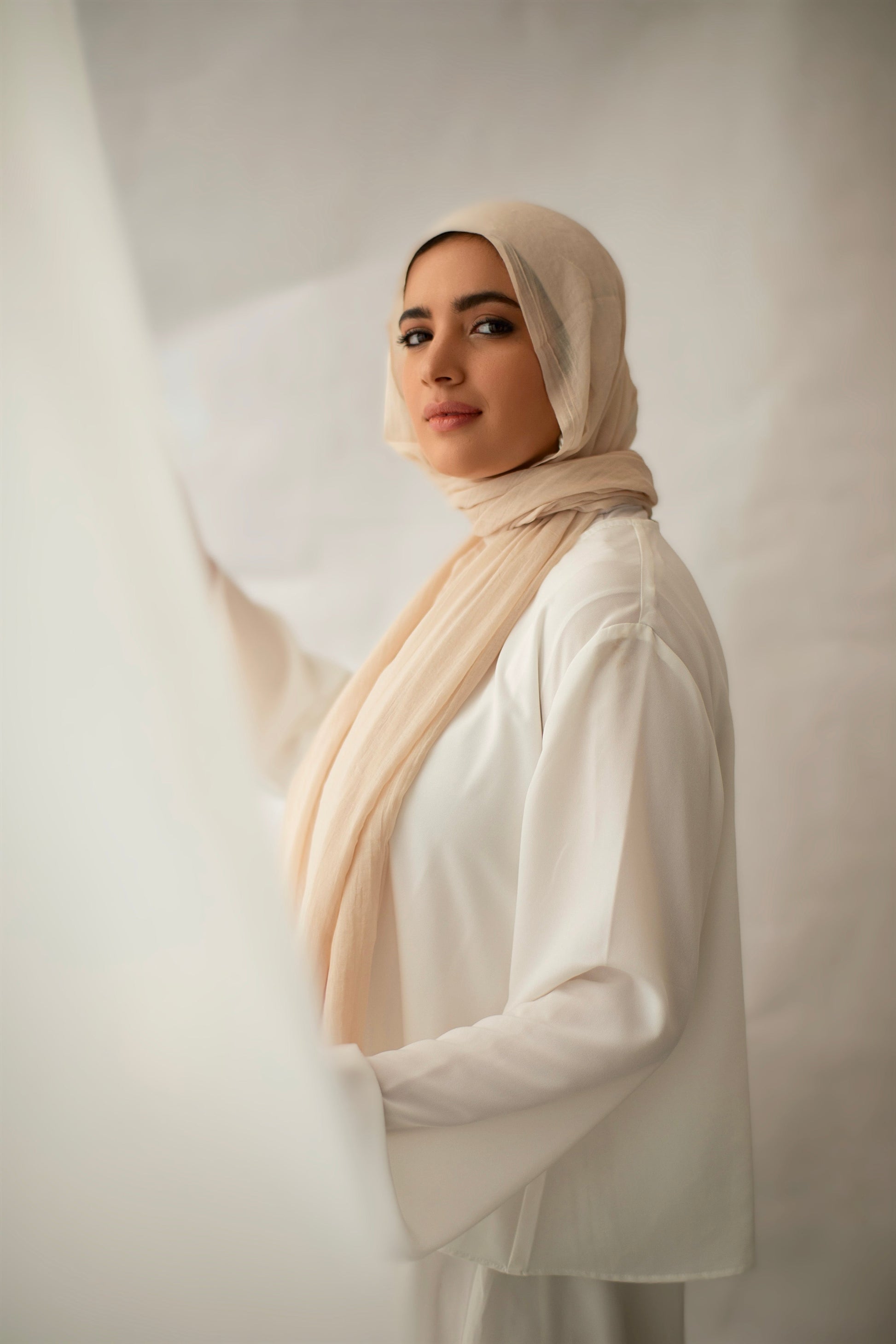 The Lace Garment Cotton Candies Scarf. Egyptian Cotton for Modern Modesty || Buttercream
