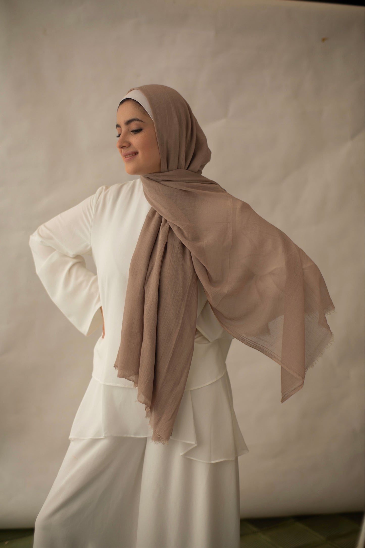 The Lace Garment Cotton Candies Scarf. Egyptian Cotton for Modern Modesty || Mocha