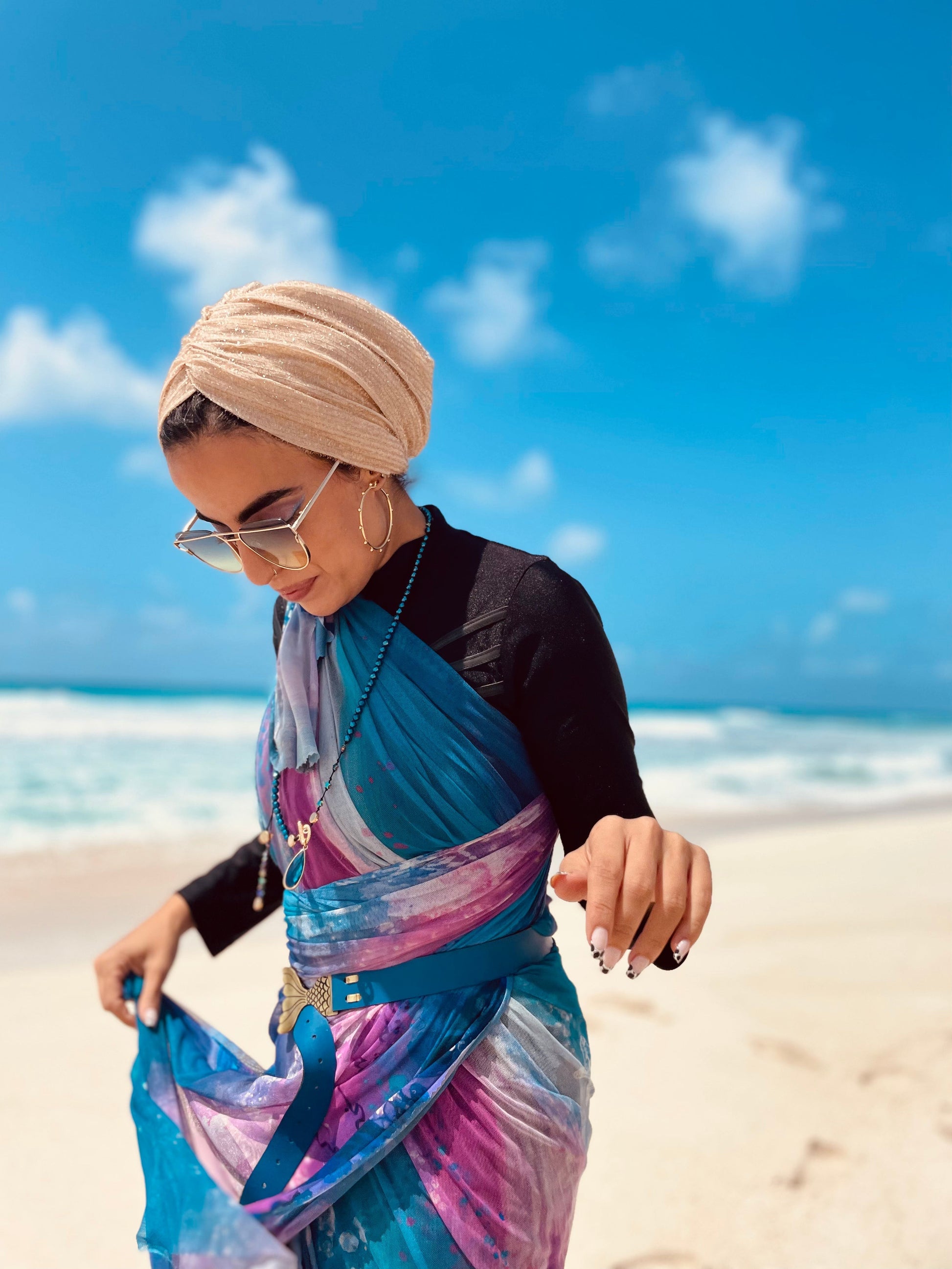 TLG Beach Coverup in Stretch Tulle, Vibrant and Modest, Approximately 59x79 inches