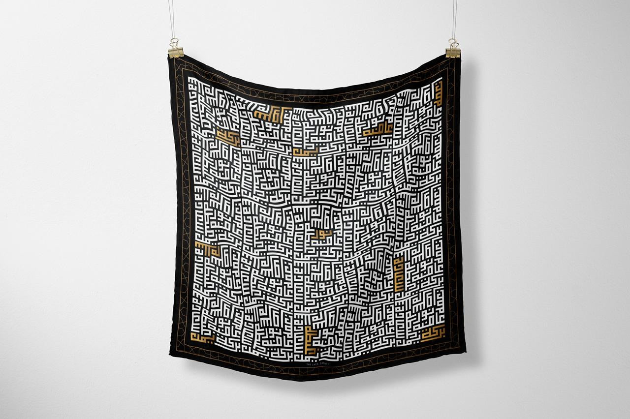 Arabic-Inspired Scarf by The Lace Garment - black-kufic ||